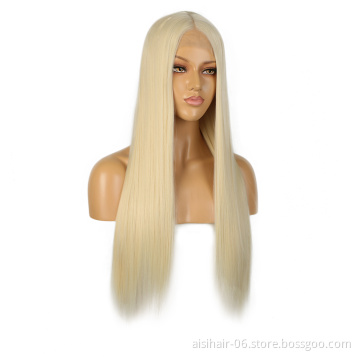 Aisi Hair Hot Selling Long Blonde Color Wig Long Silky Straight Swiss Lace Wigs Synthetic Lace Front Hair Wigs For Black Women
